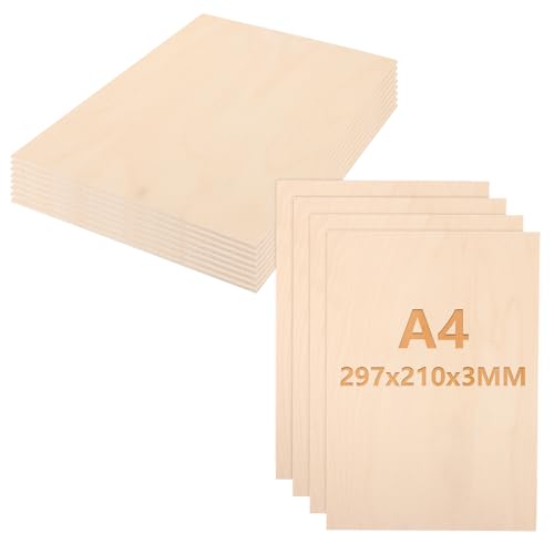 CYEER 12 Stück A4 Sperrholzplatte 3mm, 297x210MM Sperrholz, Unbehandeltes Holz, Birkensperrholz, Balsaholzplatten für DIY Kunst und Handwerk, Laserprojekte, Hohlgravuren CYEER 12 Stück A4 Sperrholzplatte 3mm, 297x210MM Sperrholz, Unbehandeltes Holz, Birkensperrholz, Balsaholzplatten für DIY Kunst und Handwerk, Laserprojekte, Hohlgravuren von CYEER