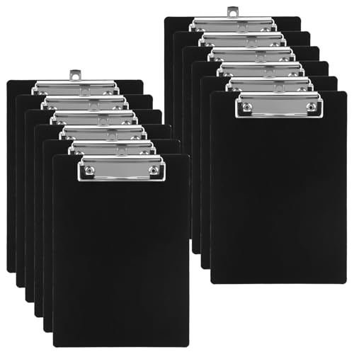 CYEER 12 Stück Klemmbrett A5, Klemmbretter, Din A5 Mappe, Klemmbrettmappe A5 für Dokumente, Clipboard für Büro, Küche und Werkstatt (Schwarz) von CYEER