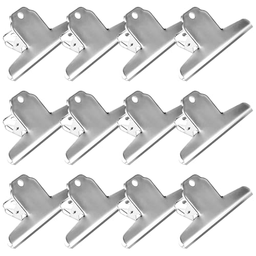 CYEER 12 Stück Klammern Metall, 145 MM/5,7 Zoll Metallklammern, Paper Clips, Edelstahl Large Binder Clips, Extra Große Bulldogge Büroklammern Papierklammern, Metall Scharnier Clips von CYEER