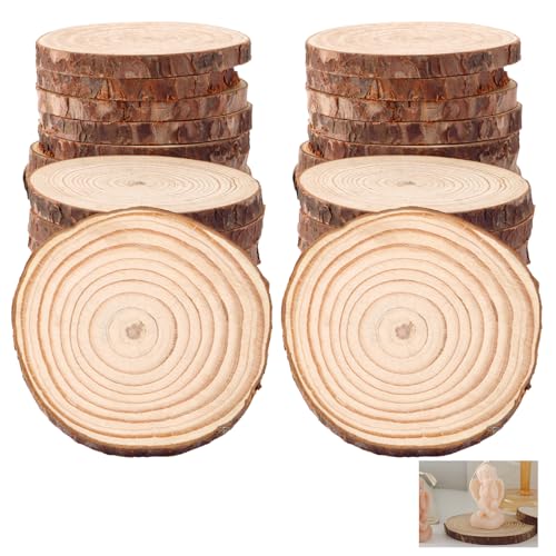 CYEER 35 Stück Holzscheiben 9-10CM, Holz Log Scheiben, Runde Naturholz Baumscheiben Ca.10mm, Unvollendete Ungebohrte ohne Loch für DIY Handwerk Hochzeit Mittelstücke Weihnachten Dekoration Baumscheibe CYEER 35 Stück Holzscheiben 9-10CM, Holz Log Scheiben, Runde Naturholz Baumscheiben Ca.10mm, Unvollendete Ungebohrte ohne Loch für DIY Handwerk Hochzeit Mittelstücke Weihnachten Dekoration Baumscheibe von CYEER