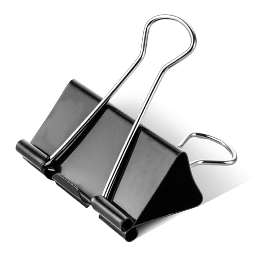 CYEER 36 Stück 51mm Foldback Klammern Groß, Klammern Büro, Aktenklammern, Papierklammern, Büroklammern Klammern Metall Binder Clips für Büro Schule Notizen Briefpapier (Schwarz) von CYEER