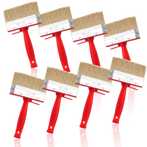 CYEER 8 Stück Flächenstreicher 120mmx30mm, Pinsel Groß Wandpinsel Flachpinsel Set Malerpinsel Breit Malerbürste für Wand Möbel Zaun Holz Malen von CYEER