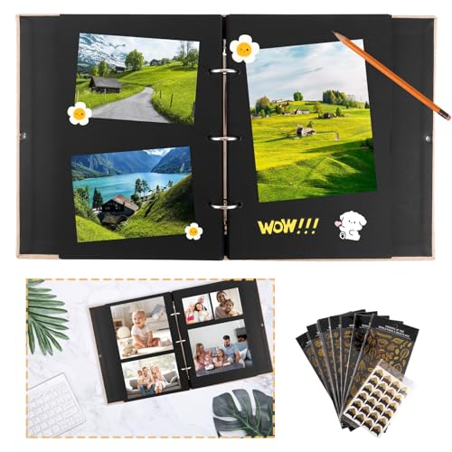 CYEER DIY Fotoalbum zum Selbstgestalten, Album zum Selbstgestalten mit 30 Schwarze Seiten, Foto Album zum Einkleben, Ringbuch Fotoalbum für DIY, Scrapbooking, Aufzeichnungen, Handbooking von CYEER