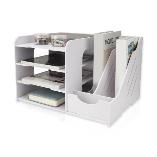 CYEER Schreibtisch Organizer Weiß, PVC Schreibtisch Aufsatzregal, Büro Organizer Schreibtisch Ablagefächer, Büro Ablagefächer, Briefablage A4, Bürobedarf: Ablagefächer für Zuhause, Büro, Schule CYEER Schreibtisch Organizer Weiß, PVC Schreibtisch Aufsatzregal, Büro Organizer Schreibtisch Ablagefächer, Büro Ablagefächer, Briefablage A4, Bürobedarf: Ablagefächer für Zuhause, Büro, Schule von CYEER