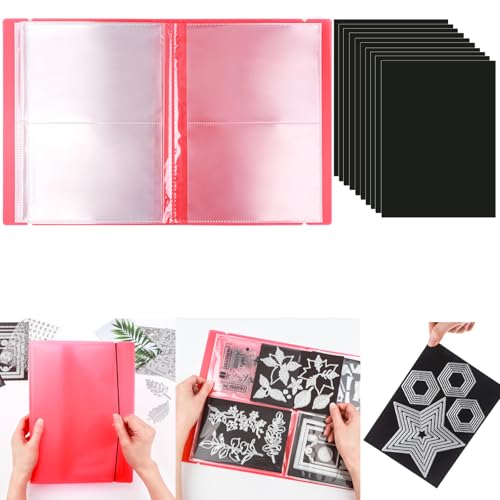 10 Stück 0,3 mm dicke Magnetblätter & 80 Taschen/20 Seiten Aufbewahrungsalbum für Stempel und Stanzformen, Aufbewahrungsbuch, Organizer für Aufbewahrung, Stanzen, DIY, Scrapbooking, Kartenherstellung von CYFUN DESIGN