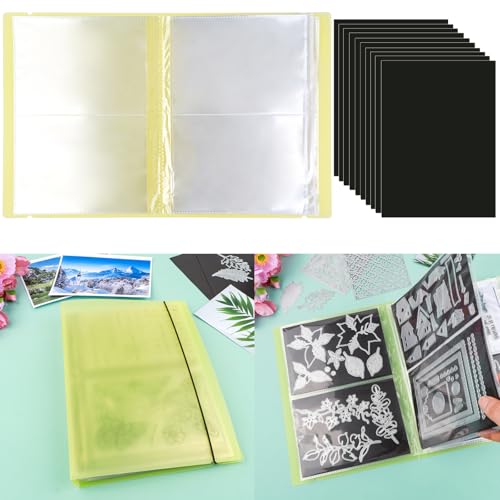 10 Stück 0,3 mm dicke Magnetblätter & 80 Taschen/20 Seiten Aufbewahrungsalbum für Stempel und Stanzformen, Aufbewahrungsbuch, Organizer für Aufbewahrung, Stanzen, DIY, Scrapbooking, Kartenherstellung von CYFUN DESIGN