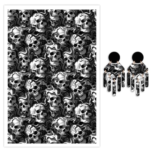 10 Stück Halloween-Ton-Transferpapier für Polymer-Ton, Halloween, schwarze Totenköpfe, wasserlösliches Transferpapier, Polymer-Ton-Aufkleber für Bastelarbeiten, Schmuck, Ohrringe, 14,8 x 10 cm 10 Stück Halloween-Ton-Transferpapier für Polymer-Ton, Halloween, schwarze Totenköpfe, wasserlösliches Transferpapier, Polymer-Ton-Aufkleber für Bastelarbeiten, Schmuck, Ohrringe, 14,8 x 10 cm von CYFUN DESIGN