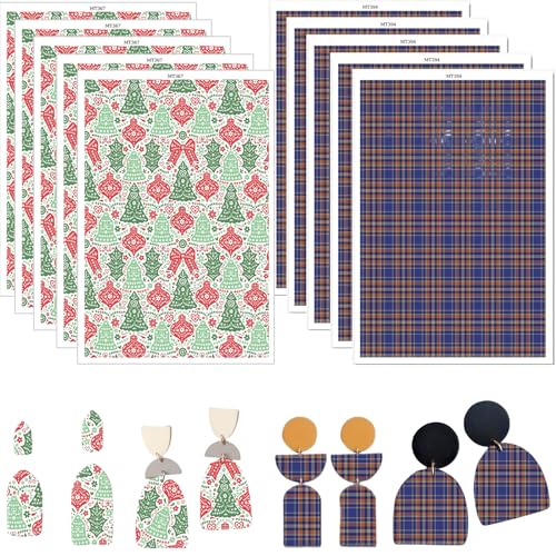 10 Stück Ton-Transferpapier für Ohrringe, Schmuck, Glöckchen und Gitterform, 2 Designs, Polymer-Ton, Transferpapier für Ton, Ohrringe, Schmuckherstellung, 14 x 8 cm 10 Stück Ton-Transferpapier für Ohrringe, Schmuck, Glöckchen und Gitterform, 2 Designs, Polymer-Ton, Transferpapier für Ton, Ohrringe, Schmuckherstellung, 14 x 8 cm von CYFUN DESIGN