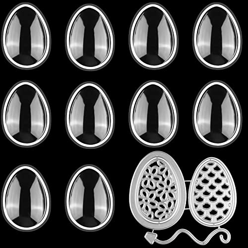 10 Stück transparente Kunststoff-Shaker-Kuppeln mit 5Stück/Sets Eier/Ballon-Stanzformen für Kartenherstellung Ostereier, Metall-Stanzschablone dimensionale Shaker-Kuppeln Kunststoff geschwollene von CYFUN DESIGN