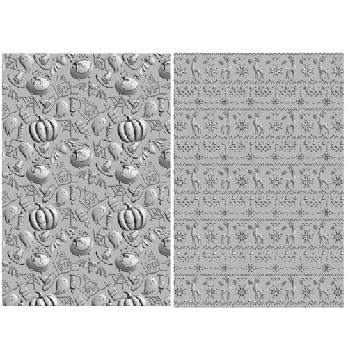 2 Stück 3D Prägeschablone für Kartenherstellung Halloween Elemente und Weihnachten Elche Hirsche Textur verblasst Prägeschablonen Hintergrund Klar Kunststoff Vorlage Papier Handwerk Ordner für DIY 2 Stück 3D Prägeschablone für Kartenherstellung Halloween Elemente und Weihnachten Elche Hirsche Textur verblasst Prägeschablonen Hintergrund Klar Kunststoff Vorlage Papier Handwerk Ordner für DIY von CYFUN DESIGN