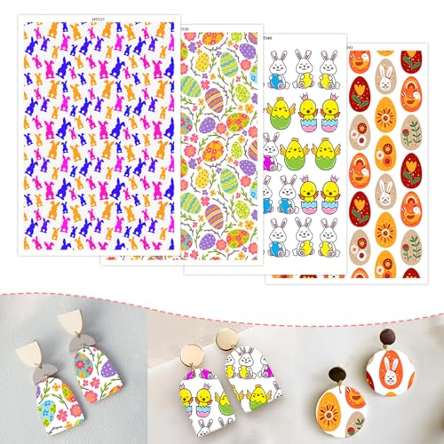 20 Stück Oster-Ton-Transferpapier für Bastelarbeiten, Osterhasen-Eier, 4 Muster, Wasser-Polymer-Ton, Transferpapier für Modelliermasse, Schmuck, Ohrringe, 14 x 8 cm 20 Stück Oster-Ton-Transferpapier für Bastelarbeiten, Osterhasen-Eier, 4 Muster, Wasser-Polymer-Ton, Transferpapier für Modelliermasse, Schmuck, Ohrringe, 14 x 8 cm von CYFUN DESIGN