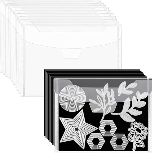 20 Stück Stempel- und Stanzschablonen-Aufbewahrungstasche und Gummi-Magnetbögen, 0,5 mm Dicke, magnetische Blätter für Bastelaufbewahrung, 23,9 x 17,8 cm, transparente Umschläge mit 6 Bögen von CYFUN DESIGN