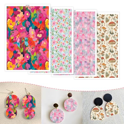 20 Stück Ton-Transferpapier, Aquarell-Blumenpilze, 4 Muster, verschiedene Designs, Wasser-Polymer-Ton, Transferpapier für Polymer-Ton, Ohrringe, Schmuckherstellung, Aquarellblumen, 14 x 8 cm 20 Stück Ton-Transferpapier, Aquarell-Blumenpilze, 4 Muster, verschiedene Designs, Wasser-Polymer-Ton, Transferpapier für Polymer-Ton, Ohrringe, Schmuckherstellung, Aquarellblumen, 14 x 8 cm von CYFUN DESIGN