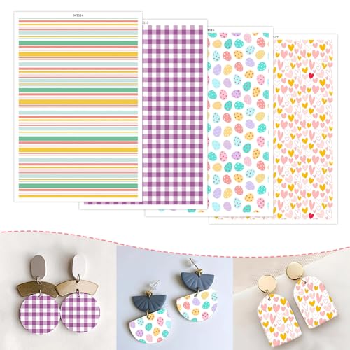 20 Stück Ton-Transferpapier für Bastelarbeiten, Gitterstreifen, Ostereier, 4 Muster, Wasser-Polymer-Ton, Transferpapier für Modelliermasse, Schmuck, Ohrringe, 14 x 8 cm 20 Stück Ton-Transferpapier für Bastelarbeiten, Gitterstreifen, Ostereier, 4 Muster, Wasser-Polymer-Ton, Transferpapier für Modelliermasse, Schmuck, Ohrringe, 14 x 8 cm von CYFUN DESIGN