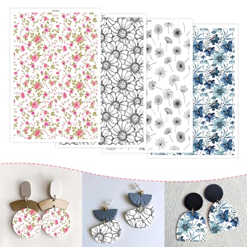 20 Stück Ton-Transferpapier für Bastelarbeiten, bunte Blütenblumen, 4 Muster, Wasser-Polymer-Ton, Transferpapier für Polymerton, Schmuck, Ohrringe, 14 x 8 cm 20 Stück Ton-Transferpapier für Bastelarbeiten, bunte Blütenblumen, 4 Muster, Wasser-Polymer-Ton, Transferpapier für Polymerton, Schmuck, Ohrringe, 14 x 8 cm von CYFUN DESIGN