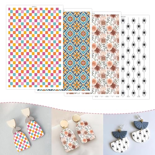 20 Stück Ton-Transferpapier für Bastelarbeiten, kleine quadratische Blumenspinnen, 4 Muster, Wasser-Polymer-Ton, Transferpapier für Modelliermasse, Schmuck, Ohrringe, 14 x 8 cm 20 Stück Ton-Transferpapier für Bastelarbeiten, kleine quadratische Blumenspinnen, 4 Muster, Wasser-Polymer-Ton, Transferpapier für Modelliermasse, Schmuck, Ohrringe, 14 x 8 cm von CYFUN DESIGN
