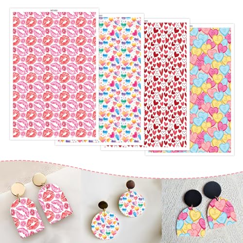 20 Stück Valentinstag-Ton-Transferpapier für Bastelarbeiten, Herzen und Lippen, 4 Muster, Wasser-Polymer-Ton, Transferpapier für Modelliermasse, Schmuck, Ohrringe, 14 x 8 cm 20 Stück Valentinstag-Ton-Transferpapier für Bastelarbeiten, Herzen und Lippen, 4 Muster, Wasser-Polymer-Ton, Transferpapier für Modelliermasse, Schmuck, Ohrringe, 14 x 8 cm von CYFUN DESIGN