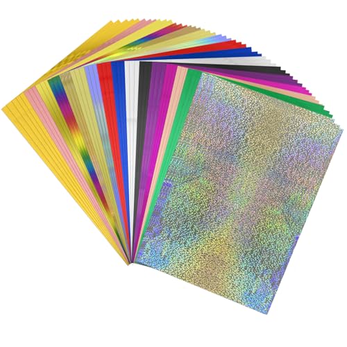 50 Blatt reaktives Folien-Transferfolienpapier, 20,1 x 29 cm, A4, Heißfolien-Papierrollen für Bastelarbeiten, Prägen, Scrapbooking, Karten, Stempeln, Karton, Wärmeübertragungsfolie durch Laserdrucker 50 Blatt reaktives Folien-Transferfolienpapier, 20,1 x 29 cm, A4, Heißfolien-Papierrollen für Bastelarbeiten, Prägen, Scrapbooking, Karten, Stempeln, Karton, Wärmeübertragungsfolie durch Laserdrucker von CYFUN DESIGN