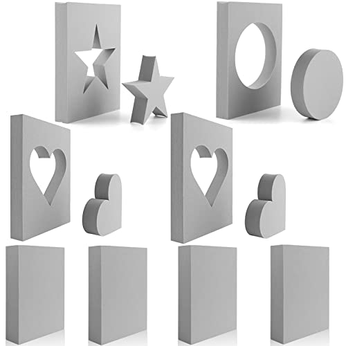 CYFUN DESIGN 8 Stück Schaumstoff-Stempel, Herz, Stern, Kreis, wiederverwendbar, formbar, grauer Schaumstoff, zum Erstellen von umgekehrten geprägten Hintergrund, Mischschaum-Schrauben für Scrapbooking von CYFUN DESIGN