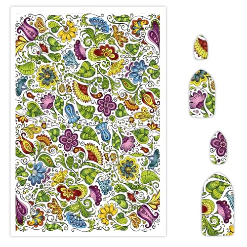 Abstraktes Blumenpapier für Polymerton, Wassertransferblätter für Polymerton, verschiedene Blumen, Blätter, Polymer-Ton, Transferpapier für Bastelarbeiten, Kunst, Schmuck, Ohrringe, 10 Stück, 10 Stück von CYFUN DESIGN