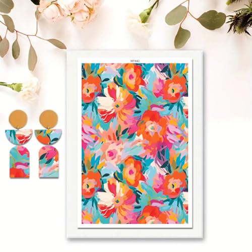 Aquarell-Blumen-Ton-Transferpapier für DIY-Ohrringe, doppelseitig, Wasser-Einweg-Ton-Transferblätter für DIY-Schmuckherstellung, Bastelbedarf, lebendige Druckqualität, 14 x 8 cm, 10 Stück Aquarell-Blumen-Ton-Transferpapier für DIY-Ohrringe, doppelseitig, Wasser-Einweg-Ton-Transferblätter für DIY-Schmuckherstellung, Bastelbedarf, lebendige Druckqualität, 14 x 8 cm, 10 Stück von CYFUN DESIGN