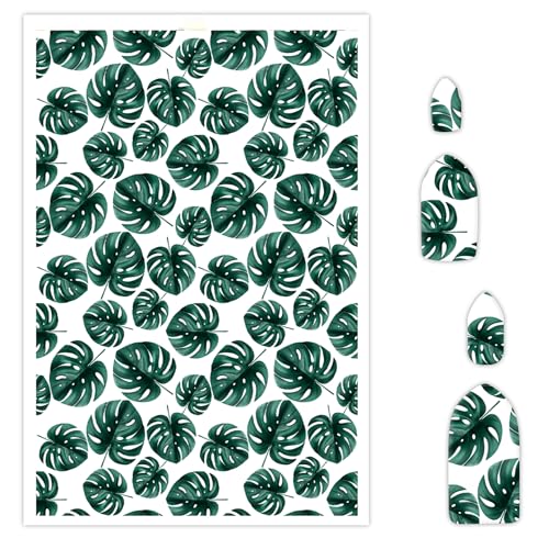 Blatt-Transferpapier für Polymerton, 10 Stück, Wassertransferblätter für Polymerton, Monstera Deliciosa Blätter, Ton-Transferpapier für Bastelarbeiten, Kunst, Schmuck, Ohrringe, Bastelbedarf, 14 x 8 von CYFUN DESIGN