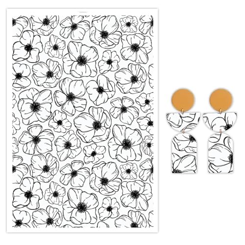 Bloom Blossom Transferpapier für Polymerton, 10 Stück Wassertransferblätter für Polymerton, Blumen-Ton, Transferpapier für Bastelarbeiten, Kunst, Schmuck, Ohrringe, Anhänger, Bastelbedarf, 14 x 8 cm von CYFUN DESIGN