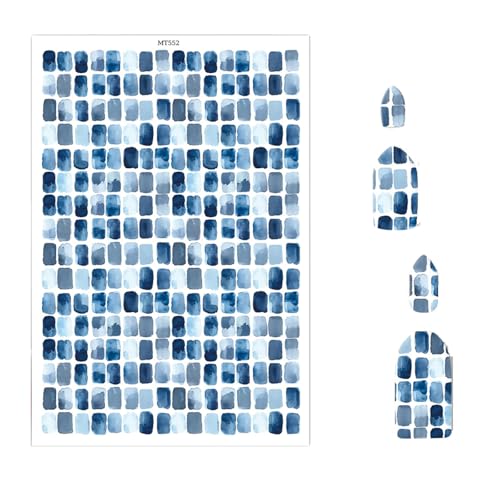 Blue Little Suqares Transferpapier für Polymerton, 10 Stück Wassertransferblätter für Polymerton, Polymer-Ton, Transferpapier für Bastelarbeiten, Kunst, Ton, Ohrringe, Schmuckherstellung, 14 x 8 cm von CYFUN DESIGN