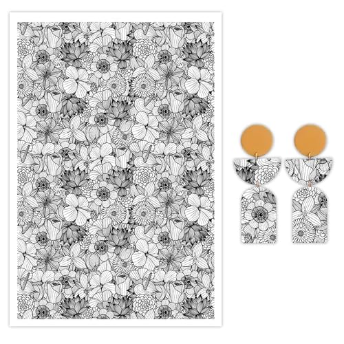 Blumenpapier für Polymerton, Wassertransferblätter für Polymerton, schwarzer Hintergrund, Sonnenblumen, Ton-Transferpapier für Bastelarbeiten, Kunst, Schmuck, Ohrringe, Anhänger, Bastelbedarf, 10 von CYFUN DESIGN
