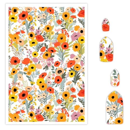 Buntes Blumen-Transferpapier für Polymerton, 10 Stück, Wassertransferblätter für Polymerton, Blumen, Ton, Transferpapier für Bastelarbeiten, Kunst, Schmuck, Ohrringe, Anhänger, Bastelbedarf, 14 x 8 cm von CYFUN DESIGN
