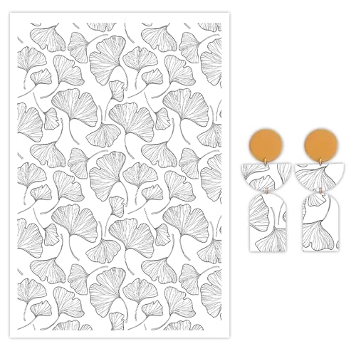 CYFUN DESIGN Blattpapier für Polymerton, 10 Stück Wassertransferblätter für Polymerton, Ginkgoblätter, Ton-Transferpapier für Bastelarbeiten, Kunst, Schmuck, Ohrringe, Anhänger, Bastelbedarf, 14 x 8 von CYFUN DESIGN