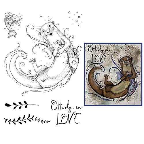 CYFUN DESIGN Stempel mit Fisch-Otter-Motiv für Kartenherstellung, DIY, Scrapbooking, Otterly in Love Words, transparente Silikon-Siegelstempel, Stempel für Papierbasteln, Handarbeit, Scrapbooking, von CYFUN DESIGN