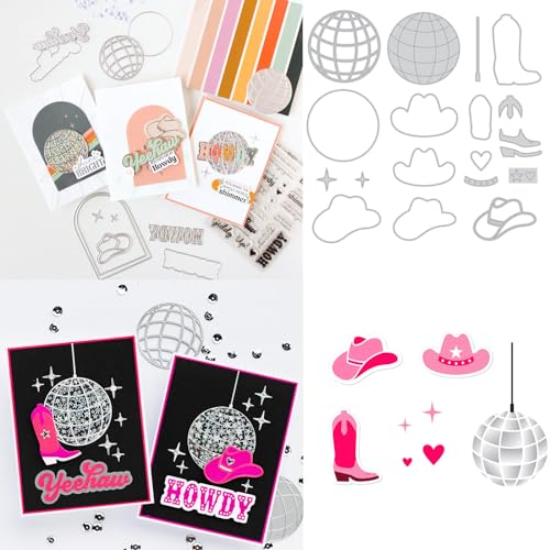 Disco-Party-Stanzformen für Kartenherstellung, Disco-Kugelstiefel, Cowboyhut, glitzernd, Metall-Stanzformen für Bastelarbeiten, Scrapbooking, Papierbasteln, Handarbeit, Prägeschablone, Stanzschablone, Disco-Party-Stanzformen für Kartenherstellung, Disco-Kugelstiefel, Cowboyhut, glitzernd, Metall-Stanzformen für Bastelarbeiten, Scrapbooking, Papierbasteln, Handarbeit, Prägeschablone, Stanzschablone, von CYFUN DESIGN