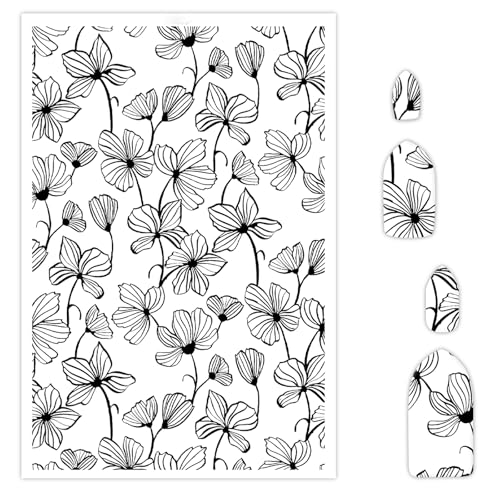 Florale Linien-Kunst-Transferpapier für Polymerton, 10 Stück, Wassertransferblätter für Polymerton, schwarze Floral-Linie, Kunst-Ton, Transferpapier für Bastelarbeiten, Kunst, Schmuck, Ohrringe Florale Linien-Kunst-Transferpapier für Polymerton, 10 Stück, Wassertransferblätter für Polymerton, schwarze Floral-Linie, Kunst-Ton, Transferpapier für Bastelarbeiten, Kunst, Schmuck, Ohrringe von CYFUN DESIGN