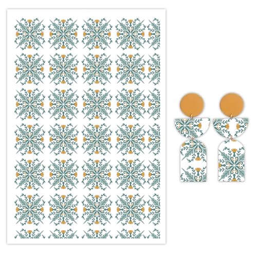 Florales Transferpapier für Polymerton, 10 Stück Wassertransferblätter für Polymerton, Blumen- und Blattform, Ton-Transferpapier für Bastelarbeiten, Kunst, Schmuck, Ohrringe, Bastelbedarf, 14 x 8 cm von CYFUN DESIGN