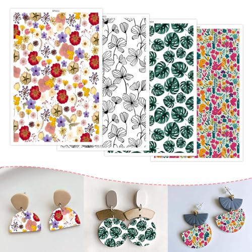 Florales Transferpapier für Polymerton, 4 Designs, 20 Stück, Wassertransferblätter für Polymerton, Monstera Deliciosa Blumenmuster, Polymer-Ton, Transferpapier für Bastelarbeiten, Kunst, Schmuck Florales Transferpapier für Polymerton, 4 Designs, 20 Stück, Wassertransferblätter für Polymerton, Monstera Deliciosa Blumenmuster, Polymer-Ton, Transferpapier für Bastelarbeiten, Kunst, Schmuck von CYFUN DESIGN