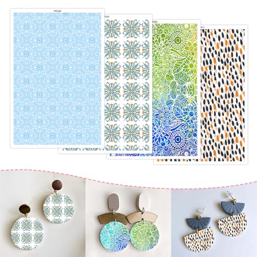 Florales Transferpapier für Polymerton, 4 Designs, 20 Stück, Wassertransferblätter für Polymerton, Regentropfen, Blumenmuster, Polymer-Ton, Transferpapier für Bastelarbeiten, Kunst, Schmuck, Ohrringe von CYFUN DESIGN