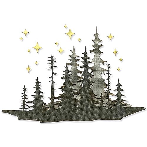 Forest Shadows Stanzschablonen für Kartenherstellung, DIY, Scrapbooking, Sterne, Weihnachten, Metall-Stanzformen und transparente Silikondichtung, Stempel, für Papierbasteln, Jahresgrüße, von CYFUN DESIGN