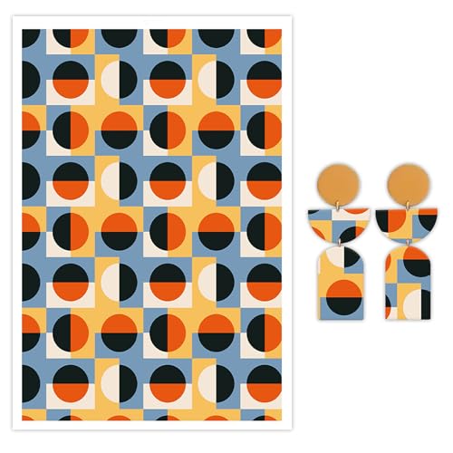 Geometrisches Figurenpapier für Polymerton, 10 Stück, Wassertransferblätter für Polymerton, buntes Kreis, quadratisches Ton, Transferpapier für Bastelarbeiten, Kunst, Schmuck, Ohrringe, Bastelbedarf von CYFUN DESIGN
