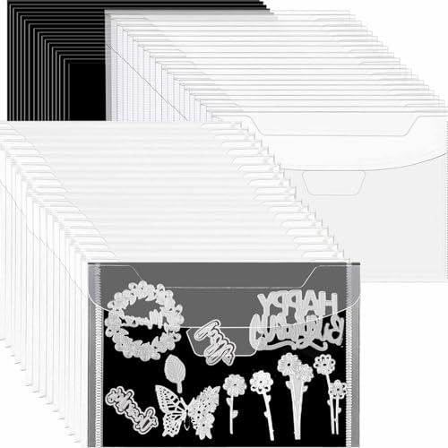 Große Stempel- und Stanzschablonen-Aufbewahrungstasche mit magnetischen Gummibögen, 0,5 mm Dicke, magnetische Blätter für Bastelarbeiten, 23,9 x 17,8 cm, transparente Aufbewahrungsumschläge von CYFUN DESIGN