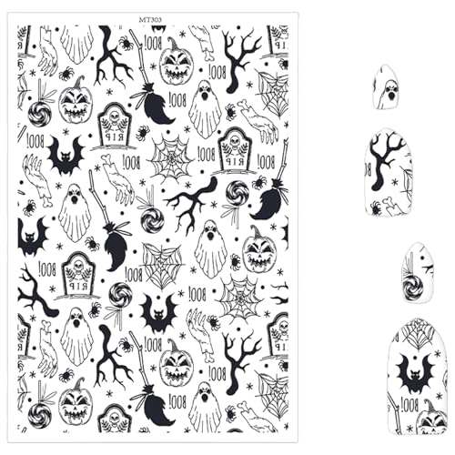 Halloween-Ton-Transferpapier für Polymerton, Spinnennetze, Zweige, Besen, Totenköpfe, wasserlösliche Polymer-Ton-Aufkleber für Bastelarbeiten, Schmuck, Ohrringe, 14,8 x 10 cm, 10 Stück Halloween-Ton-Transferpapier für Polymerton, Spinnennetze, Zweige, Besen, Totenköpfe, wasserlösliche Polymer-Ton-Aufkleber für Bastelarbeiten, Schmuck, Ohrringe, 14,8 x 10 cm, 10 Stück von CYFUN DESIGN