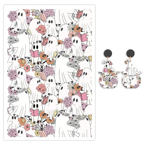 Halloween-Transferpapier für Polymerton, Geist und Flroal, Wasser-Transferfolie für Polymerton, wasserlösliche Ton-Aufkleber für weiche Keramik-Ohrringe, Schmuckherstellung, DIY-Projekte, 14 x 8 cm Halloween-Transferpapier für Polymerton, Geist und Flroal, Wasser-Transferfolie für Polymerton, wasserlösliche Ton-Aufkleber für weiche Keramik-Ohrringe, Schmuckherstellung, DIY-Projekte, 14 x 8 cm von CYFUN DESIGN