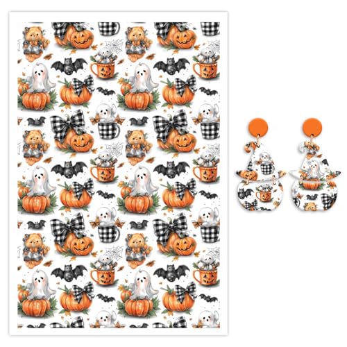Halloween-Transferpapier für Polymerton, Kürbis und Spinnen, Wassertransferfolie für Polymerton, wasserlösliche Ton-Aufkleber für weiche Keramik-Ohrringe, Schmuckherstellung, DIY-Projekte, 14 x 8 cm Halloween-Transferpapier für Polymerton, Kürbis und Spinnen, Wassertransferfolie für Polymerton, wasserlösliche Ton-Aufkleber für weiche Keramik-Ohrringe, Schmuckherstellung, DIY-Projekte, 14 x 8 cm von CYFUN DESIGN