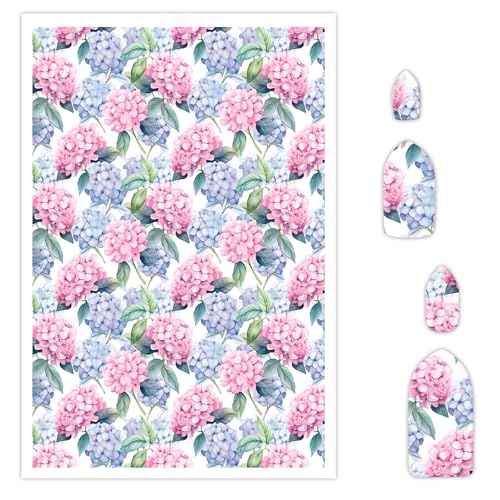 Hortensien-Makrophylla-Transferpapier für Polymerton, Aquarell-exquisite Blumen, Polymer-Ton, Transferpapier für Bastelarbeiten, Schmuck, Ohrringe, 14 x 8 cm, 10 Stück von CYFUN DESIGN