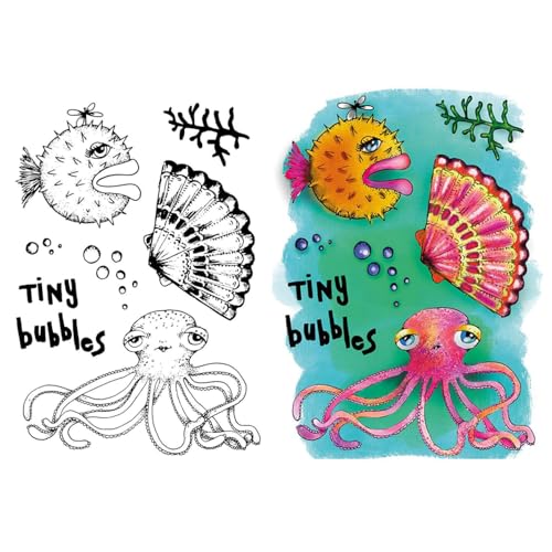 Jakobsmuschel Oktopus, Fische, klarer Stempel für Kartenherstellung, DIY, Scrapbooking, Papierbasteln, Blasen, winzige Blasen, transparente Silikondichtung, Stempel, Handarbeit, Scrapbooking, Zubehör, von CYFUN DESIGN