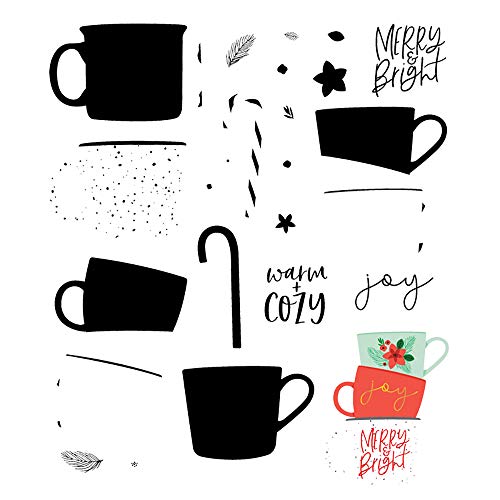Kaffee-/Teetassen-Stanzformen und transparente Gummistempel-Sets für Kartenherstellung,Weihnachten,neue Künstler, Prägeschablonen,Metallschablone, Stanzschablone Wörter,Stempel für Papierbasteleien von CYFUN DESIGN