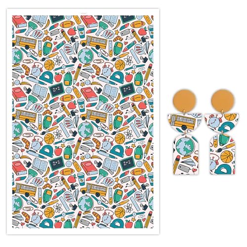 Lernzubehör, Transferpapier für Polymerton, 10 Stück, Wassertransferblätter für Polymerton, Ton-Transferpapier für Bastelarbeiten, Kunst, Schmuck, Ohrringe, Anhänger, Bastelbedarf, 14 x 8 cm von CYFUN DESIGN