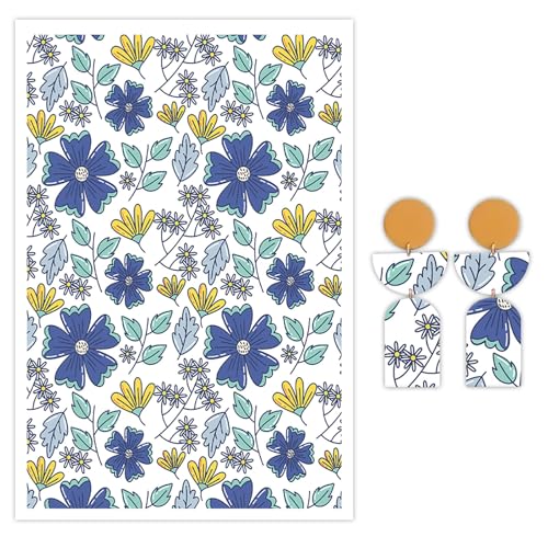Little Daisy Transferpapier für Polymerton, 10 Stück Wassertransferblätter für Polymerton, schönes florales Polymer-Ton-Transferpapier für Bastelarbeiten, Kunst, Schmuck, Ohrringe, Halsketten, Dekor von CYFUN DESIGN