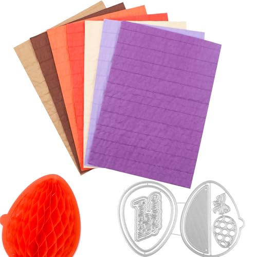 Metall-Stanzformen mit 7 Wabenpapier-Pads für DIY-3D-Bastelarbeiten und Pop-Up-Karten, Oster-Prägeschablone, Schablone für Kartenherstellung, Wabenpapier-Pad (14,7 x 21,1 cm) von CYFUN DESIGN
