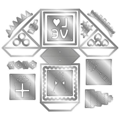 CYFUN DESIGN Metall-Stanzschablonen-Set mit buntem Render-Konfetti-Würfel, Stanzformen für Kartenherstellung, Scrapbooking, Bastelbedarf, DIY-Basteln, Stanzschablonen, Scrapbooking-Zubehör von CYFUN DESIGN
